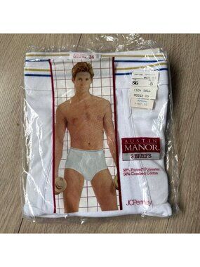 Vintage JC Penneys Austin Manor Single Pair Of White Underwear Sz 36